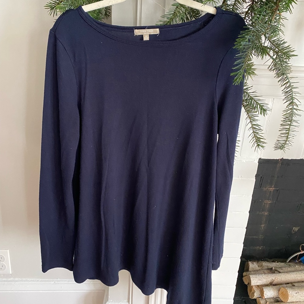Joan Vass Size M Navy Asymmetrical Hem Sweater